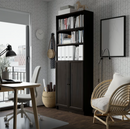 BILLY bookcase 80x28x202 dark brown/OXBERG Bookcase with doors, dark-brown oak effect,40x97 cm
