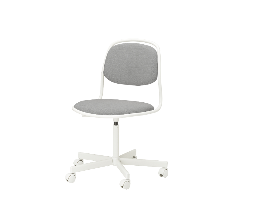 ÖRFJALL, office chair seat shell, white-vissle light grey/ÖRFJÄLL Chair frame, swivel, white