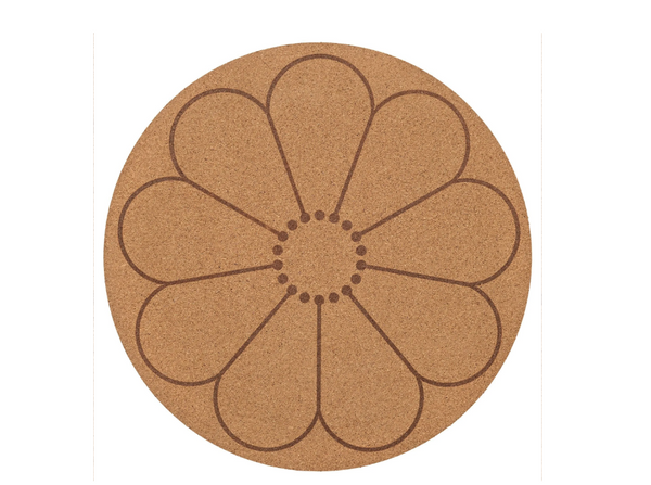 SVARTVIDE place mat , cork-flower patterned, 35 cm