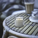 JÄMLIK scented candle in glass , light beige, 12 hr, vanilla