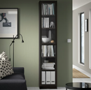 BILLY / OXBERG Bookcase with glass door, dark brown oak effect/clear glass, 40x30x202 cm