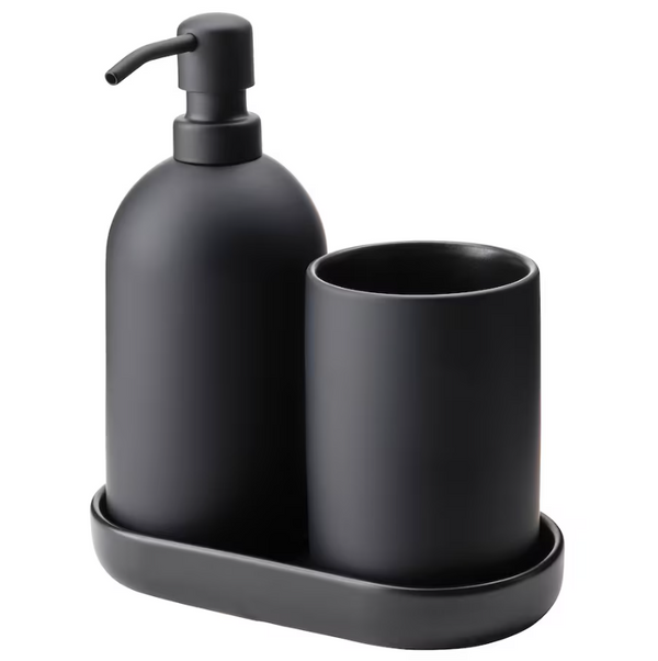GANSJÖN 3-piece bathroom set, black