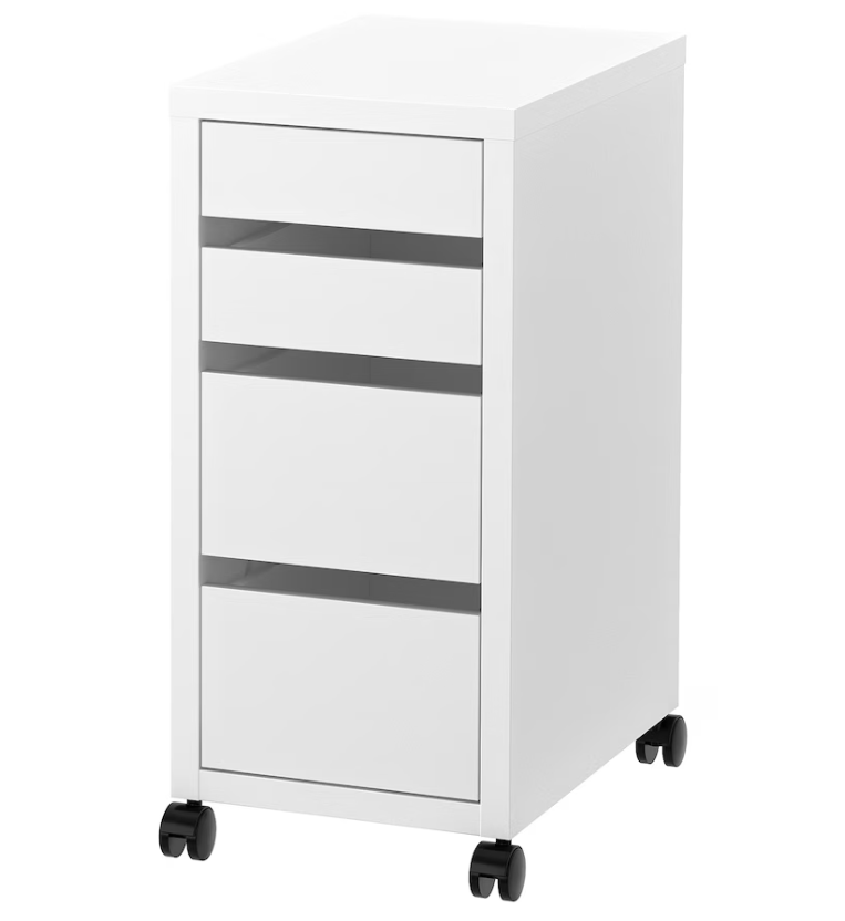 MICKE Drawer unit on castors, white, 35x75 cm