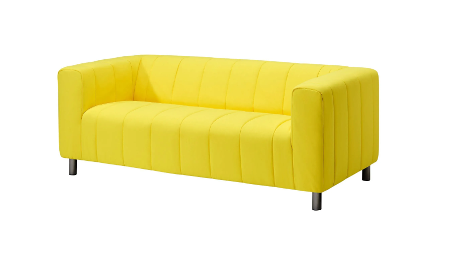 KLIPPAN Frame, 2-seat sofa, lining cloth/KLIPPAN 2-seat sofa cover, bright yellow