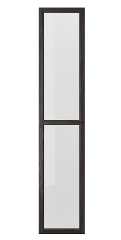 OXBERG Glass door, dark brown oak effect, 40x192