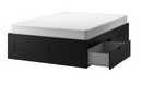 BRIMNES Bed frame with storage, black, 140x200 cm