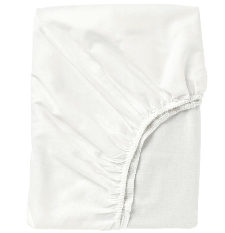 FÄRGMÅRA Fitted sheet, white, 90x200 cm