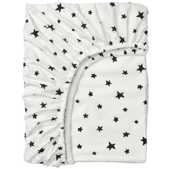 BUSENKEL Fitted sheet, star pattern/white, 90x200 cm