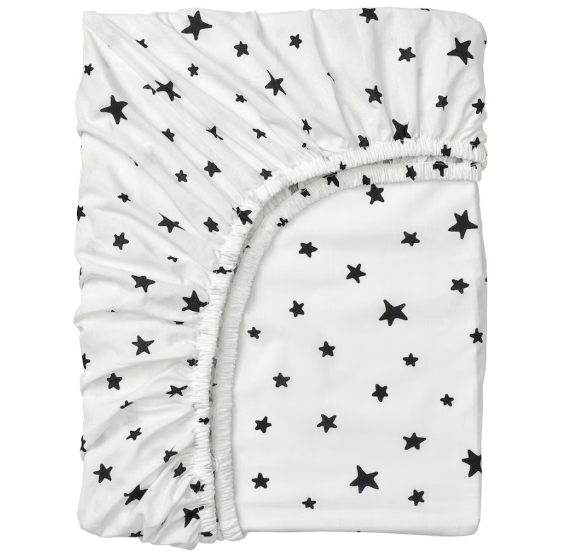 BUSENKEL Fitted sheet, star pattern/white, 90x200 cm