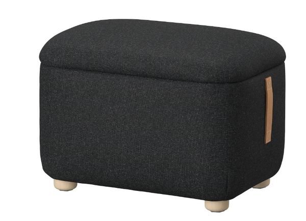 OSKARSHAMN pouffe with storage, gunnared black-grey