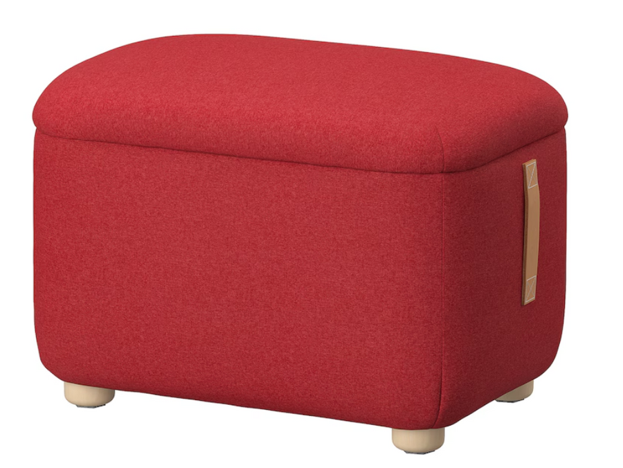 OSKARSHAMN Footstool with storage, Tonerud red