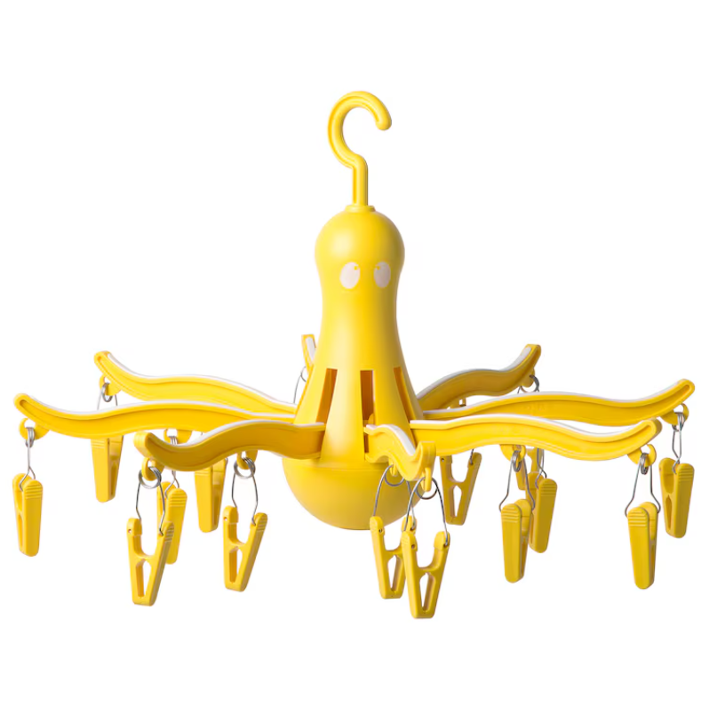 PRESSA laundry drying rack, yellow, with 16 latchs