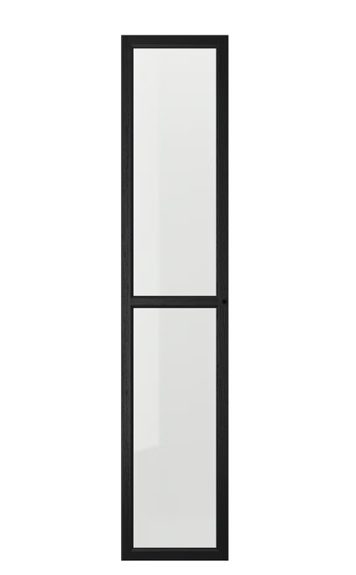 OXBERG Glass door, black oak effect, 40x192 cm