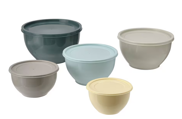 GARNITYREN Bowl with lid, set of 5, mixed colours