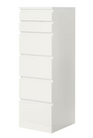 MALM Chest of 6 drawers, white/mirror glass, 40x123 cm