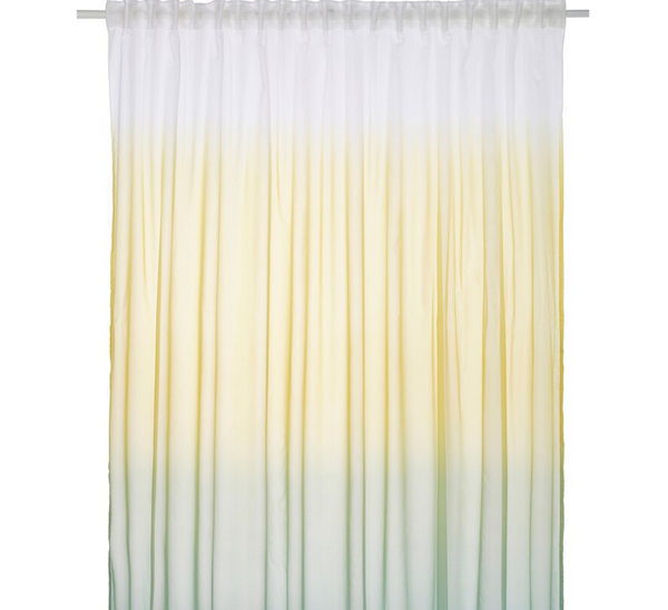 GLASÖRT Sheer curtain, 1 piece, light yellow/grey-turquoise, 300x300 cm