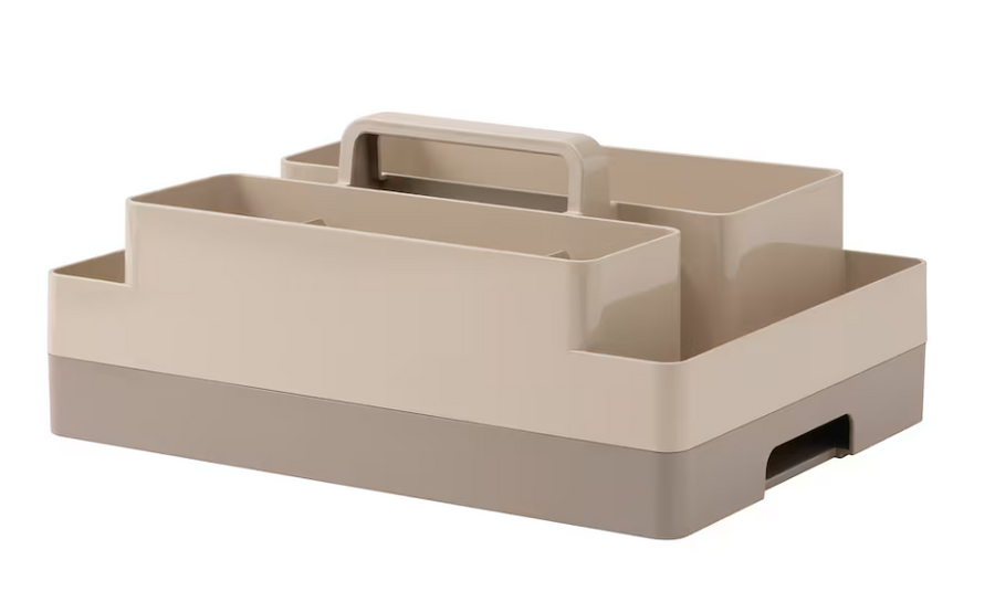 KUGGIS Desk organiser set, 2 pieces, grey-beige/dark grey-beige, 26x35x16 cm