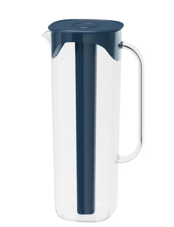 MOPPA Jug with lid, dark blue/transparent, 1.7 l