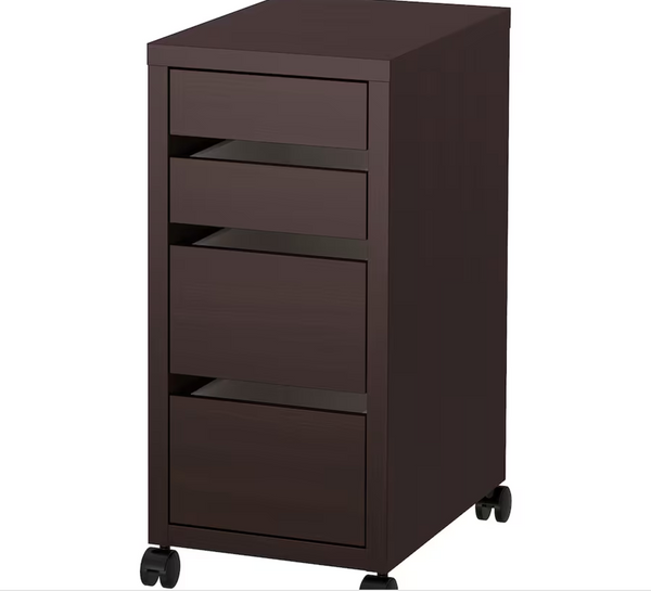 MICKE Drawer unit on castors, black-brown, 35x75 cm