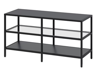 VITTSJÖ TV bench, black-brown/glass, 100x36x53 cm