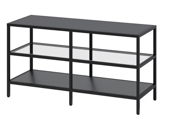 VITTSJÖ TV bench, black-brown/glass, 100x36x53 cm