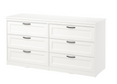 SONGESAND Chest of 6 drawers, white, 161x81 cm