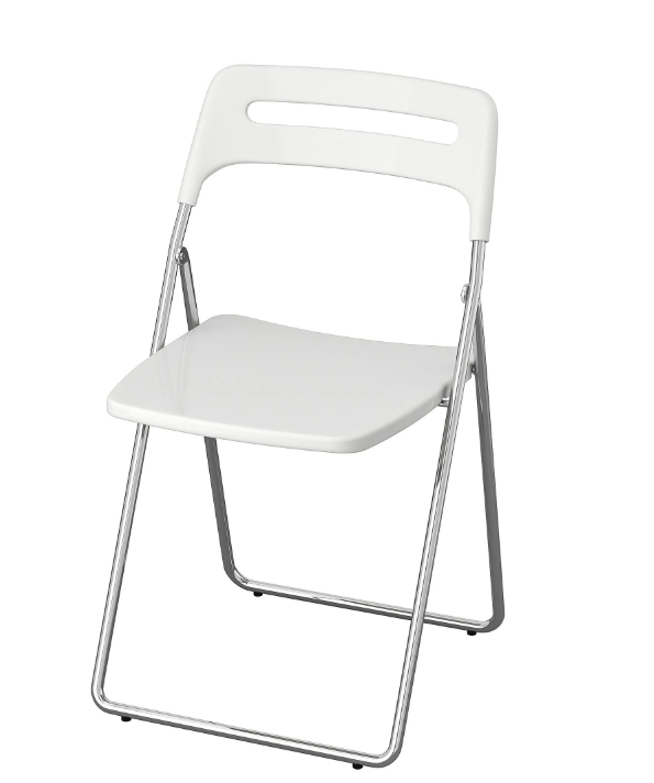 NISSE folding chair, high-gloss white/chrome-plated