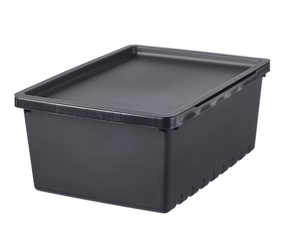UPPSNOFSAD Storage box with, black, 35x25x14 cm/9 l/UPPSNOFSAD Lid, black, 35x25 cm