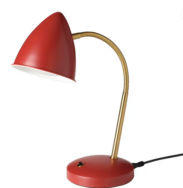 ISNÅLEN LED work lamp, red/brass-colour