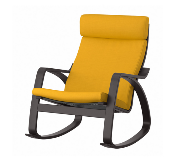 POÄNG Rocking-chair, black/Skiftebo yellow