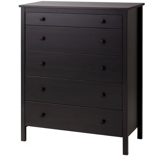 KOPPANG Chest of 5 drawers, black-brown, 90x114 cm