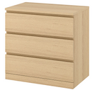 MALM Chest of 3 drawers, white stained oak veneer, 80x78 cm