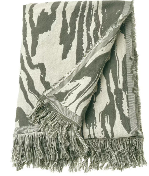 TANDMOTT Throw, grey-green/off-white, 130x170 cm