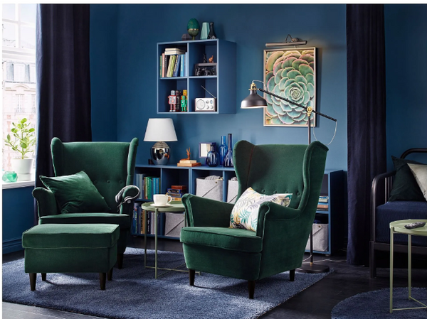 STRANDMON pouffe, djuparp dark green