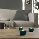 HEDERVÄRD tealight holder, dark turquoise, 3 cm