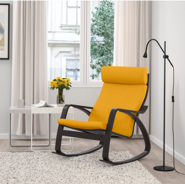 POÄNG Rocking-chair, black/Skiftebo yellow