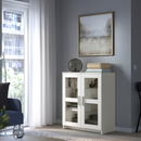 BRIMNES Cabinet with doors, glass/white, 78x95 cm