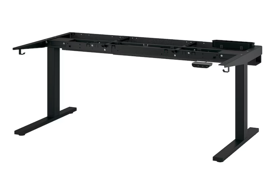 MITTZON Table top, black/ash, 160x68 cm/MITTZON Underframe sit-stand for desk, black, 120/140/160x80 cm