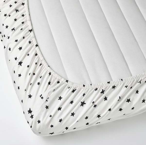 BUSENKEL Fitted sheet, star pattern/white, 90x200 cm