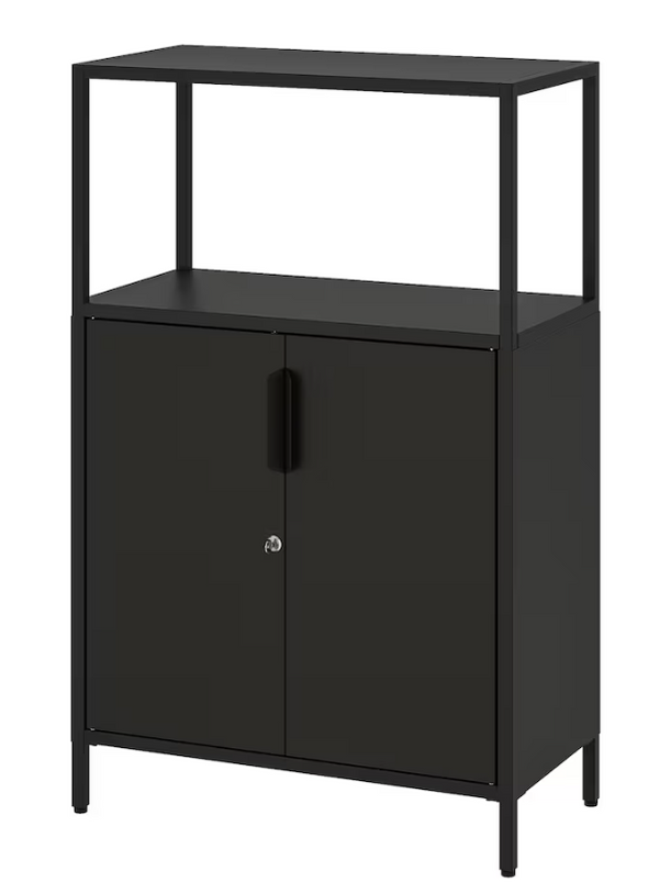 TROTTEN Cabinet with doors, anthracite, 70x35x110 cm