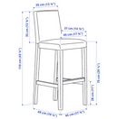BERGMUND Bar stool with backrest frame, black, 75 cm/BERGMUND cover grey