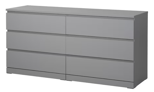 MALM Chest of 6 drawers, grey stained, 160x78 cm