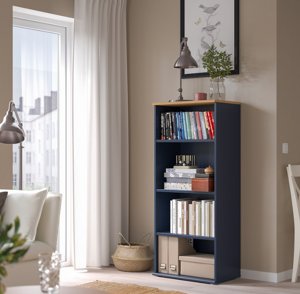 SKRUVBY Bookcase, black-blue,