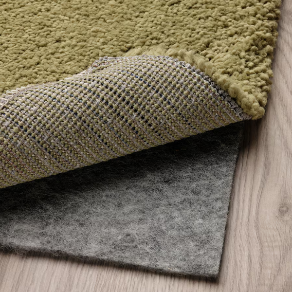 SKRIFTSPRÅK Rug, low pile, beige-green/dark blue, 133x195 cm