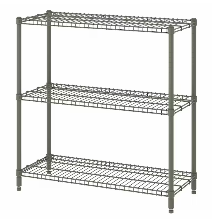 OMAR Shelving unit, grey-green, 92x36x94 cm