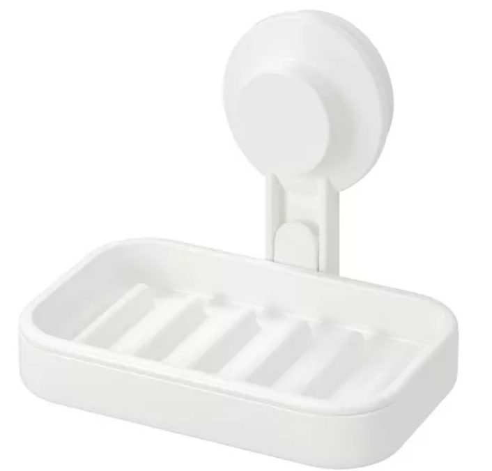 TISKEN Soap dish with suction cup, white