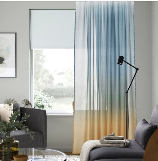 GLASÖRT Sheer curtain, 1 piece, grey-blue/dark beige, 300x300 cm