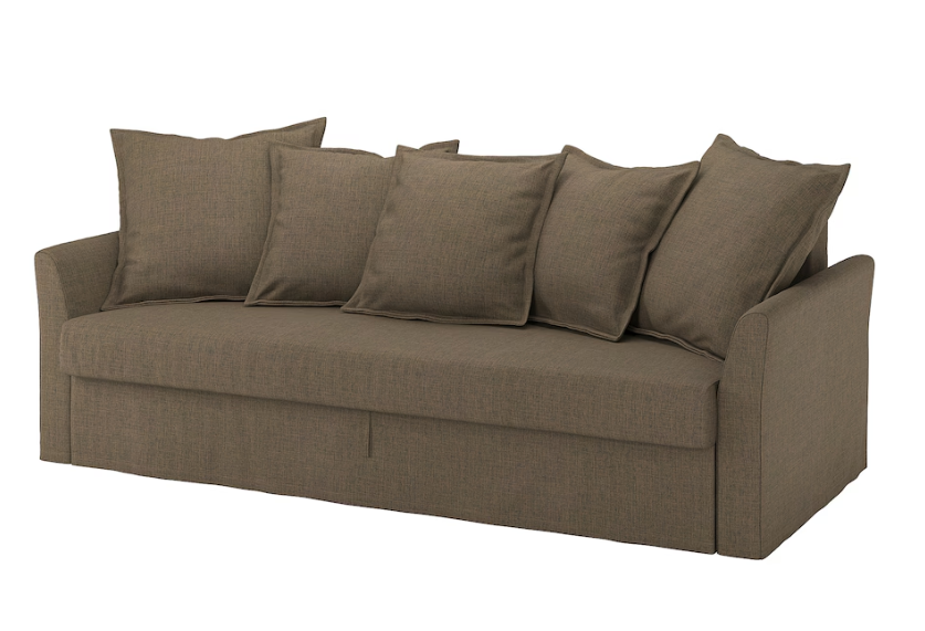 HOLMSUND three-seat sofa-bed/HOLMSUND Cover for 3-seat sofa-bed, Kilanda grey-brown