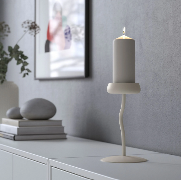SILVERPÄRON candle holder, white, 20 cm