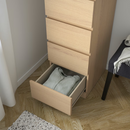 MALM Chest of 6 drawers, white stained oak veneer/mirror glass, 40x123 cm